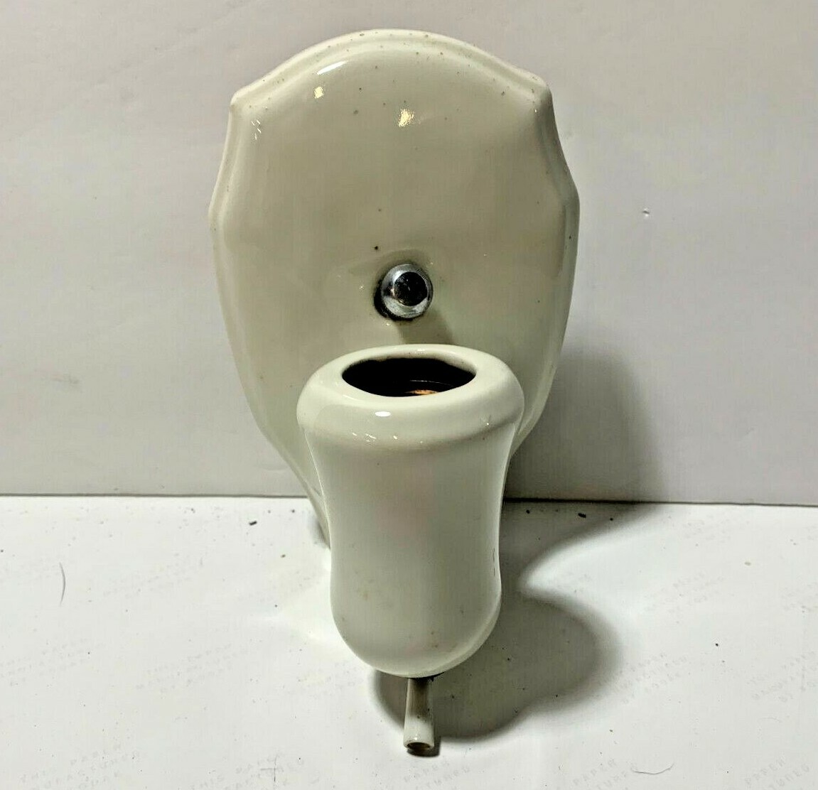 Vtg Deco White Porcelain Wall Light Fixture Pull Chain Outlet Sconce Bathroom