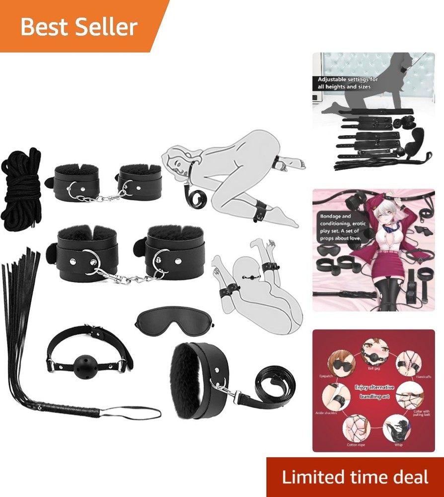 7-Pc Beginner BDSM Kit: Adjustable Cuffs, Collar, Blindfold & More for Couples