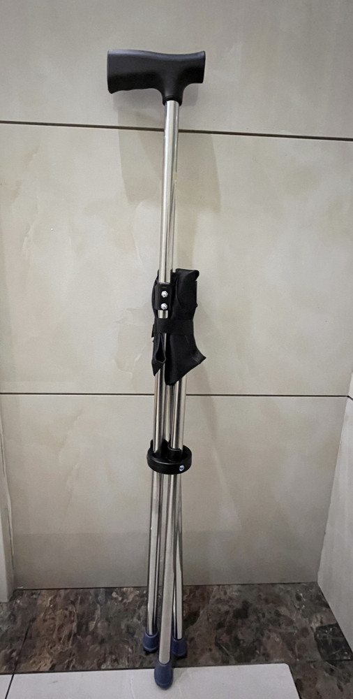 Folding Walking Cane with Seat Stool Comfortable Soft Handle for Elderly