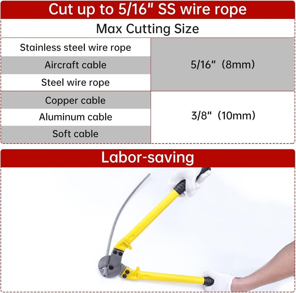 Durable 18" Cable Cutter - Chromium Vanadium Steel