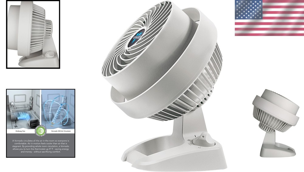530 Compact White Air Circulator Fan – Adjustable Tilt & 3 Speed Settings