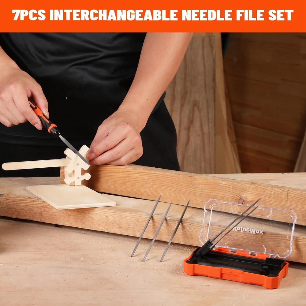 7PCS Interchangeable Needle File Set Triangular File and A Handle Plastic