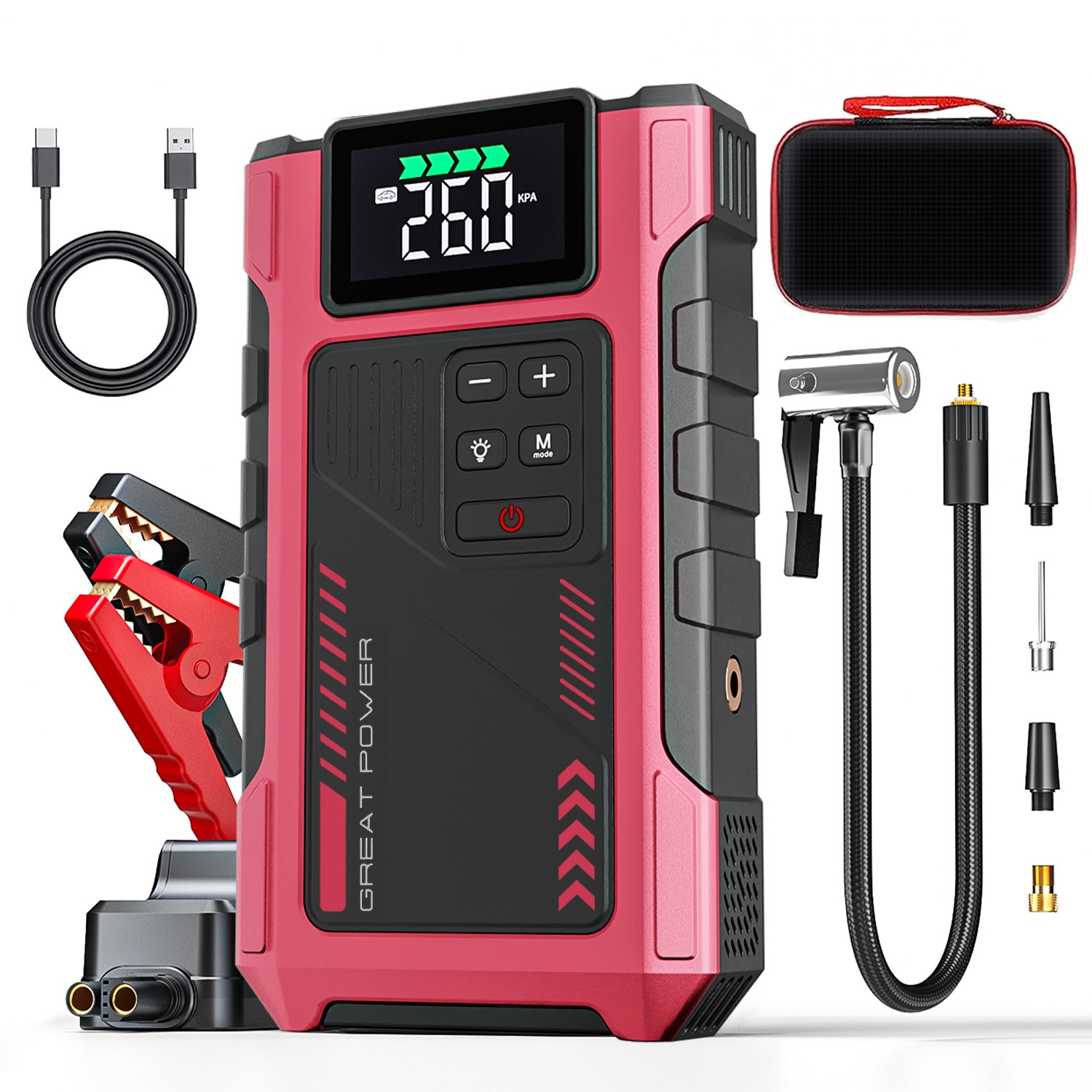 7000A Car Jump Starter with Air Compressor Battery Pack Charger Tire Inflator US