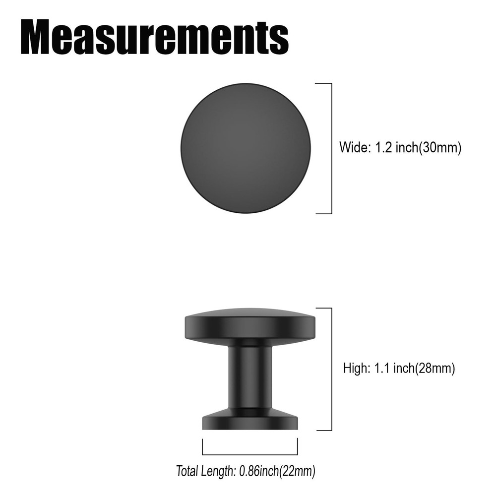 10 Pack 1-1/5Inch(30mm) Cabinet Knobs Black Matte Kitchen Cabinet Knobs for D...