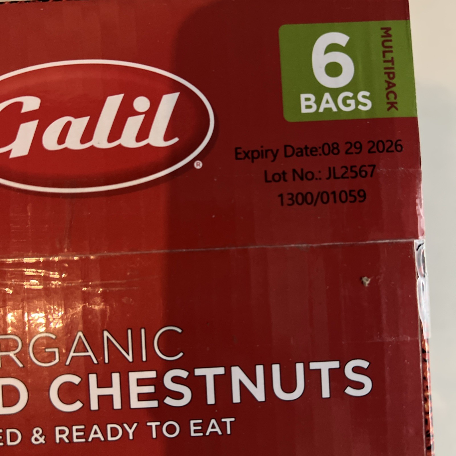 NEW GALIL ORGANIC CHESTNUTS ROASTED PEELED,SHELLED AND READY TO EAT 6 PACK 3.5oz