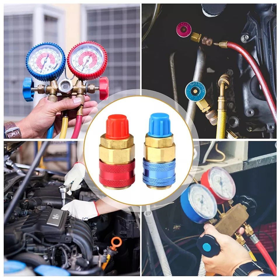 2X A/C Air Conditioning Quick Coupler Adapter High Low Manifold Connector Tool