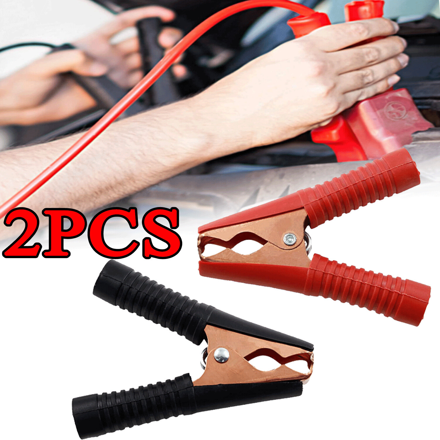 2PCS New Car Alligator Clips Crocodile Clip Battery Test Clamps 100A Red Black