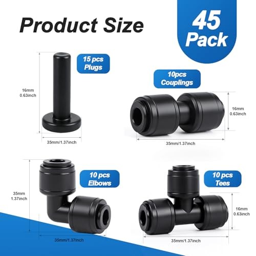 45 Pack Quick Connect 1/4 Inch Drip Irrigation 1/4" Quick Connect Kit-45P