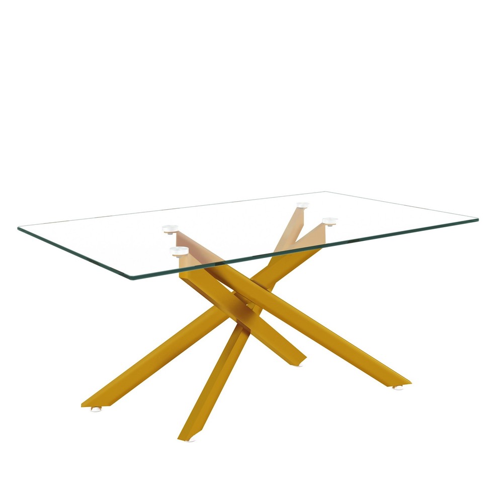 39.4" Rectangular Clear Tempered Glass Coffee Table Living Cocktail Centre Table