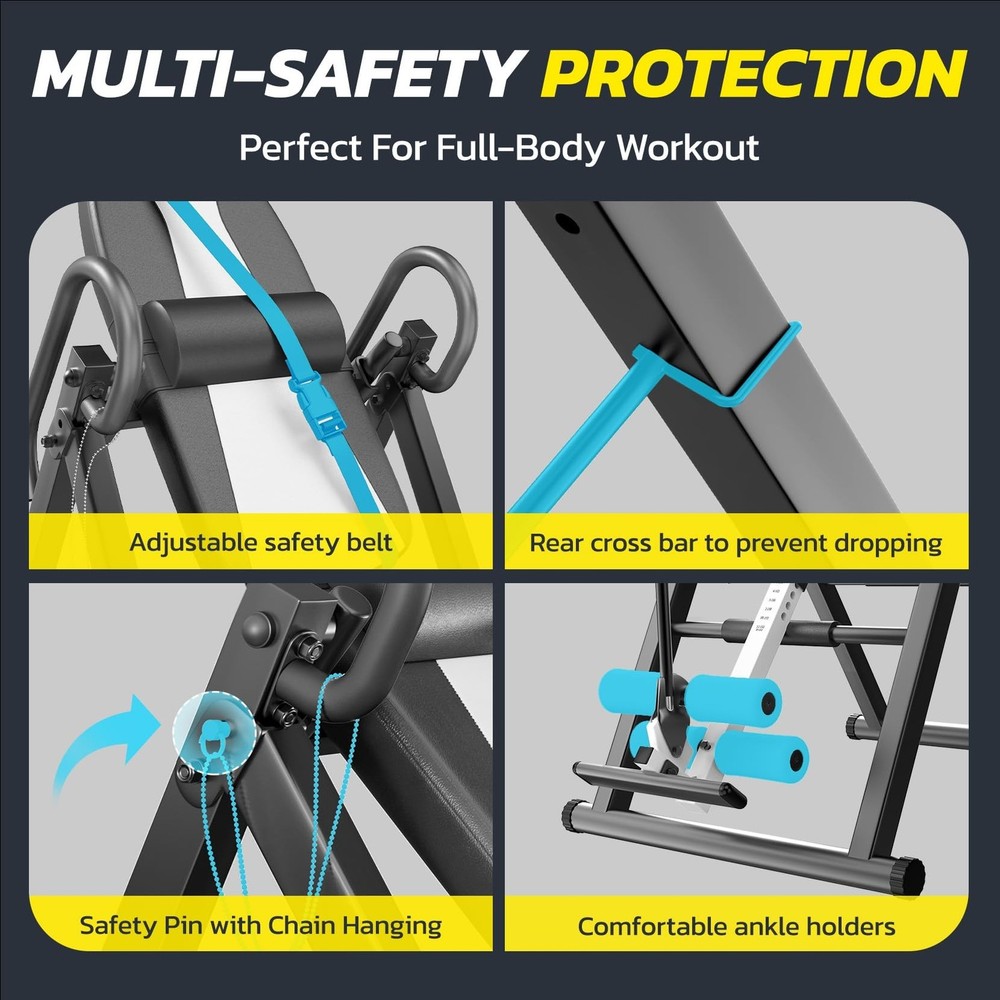 Dripex Heavy Duty Gravity Inversion Table 300 lbs Capacity with Adjustable Pr...