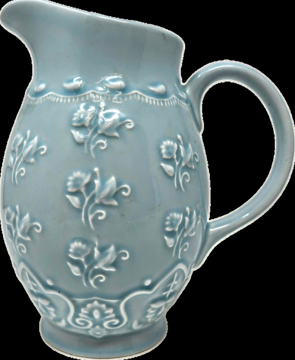 Vera Bradly 8" Java Blue Majolica Pitcher- Preowned