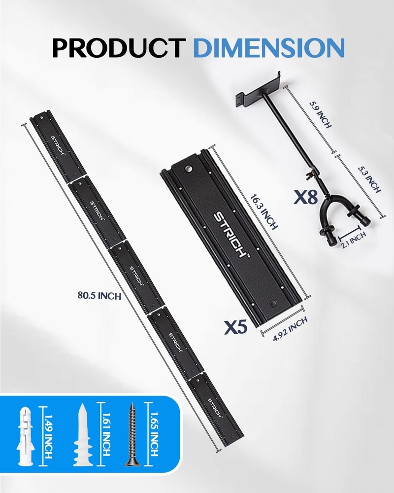 Adjustable Modular Guitar Wall Mount Rack for 8 Instruments Storage