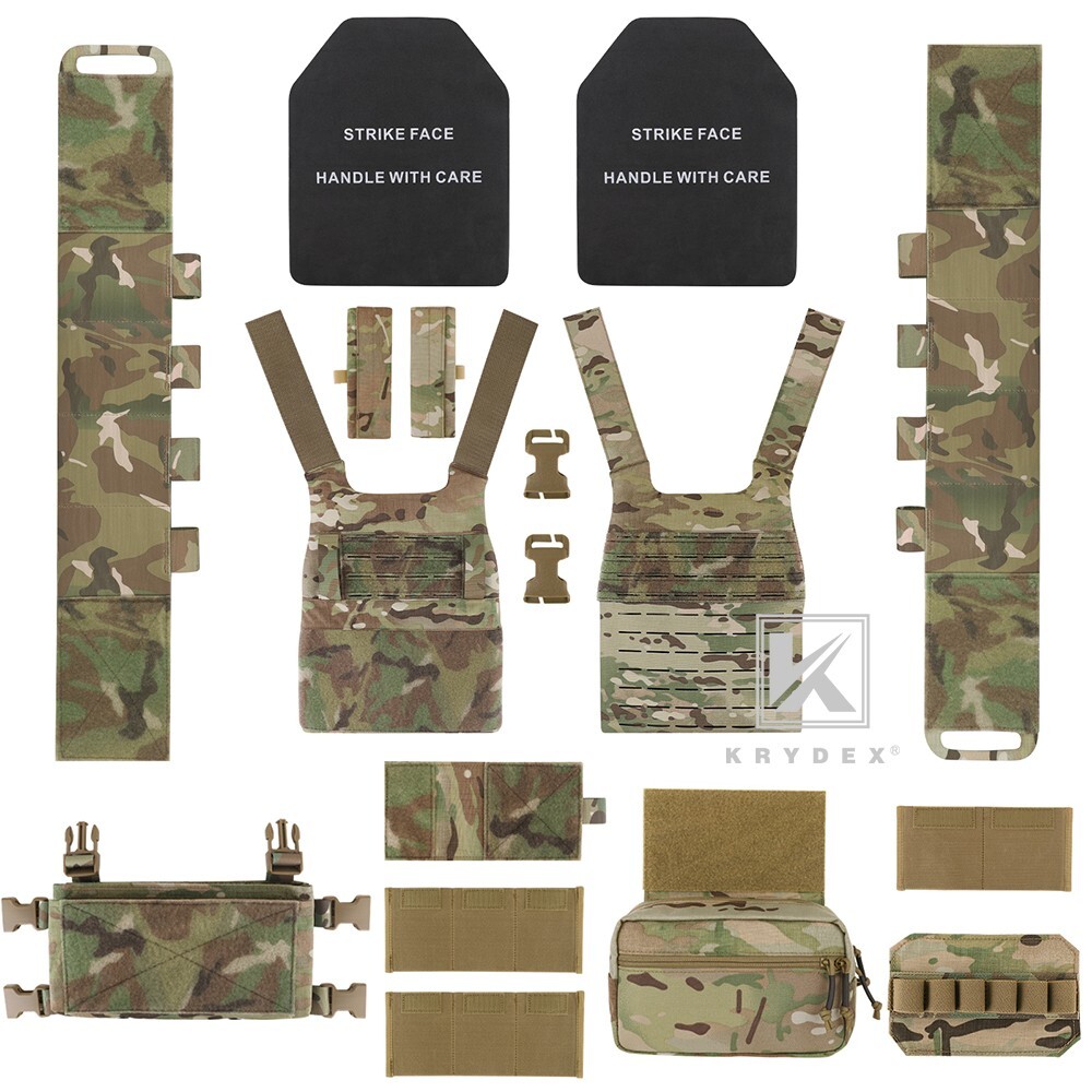 KRYDEX Low Vis Slick Molle Plate Carrier & Tactical Placard Holder & Drop Pouch