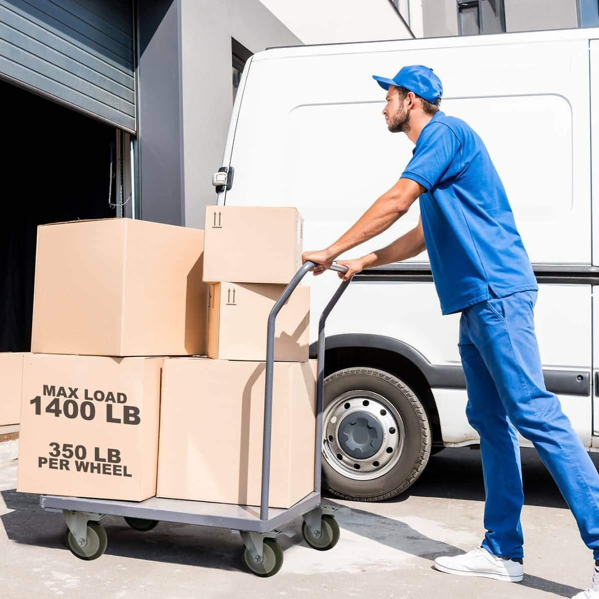 4 Pack 5 Inch Stem Caster Swivel w/ Front Brake Black PU Heavy Duty Caster Wheel