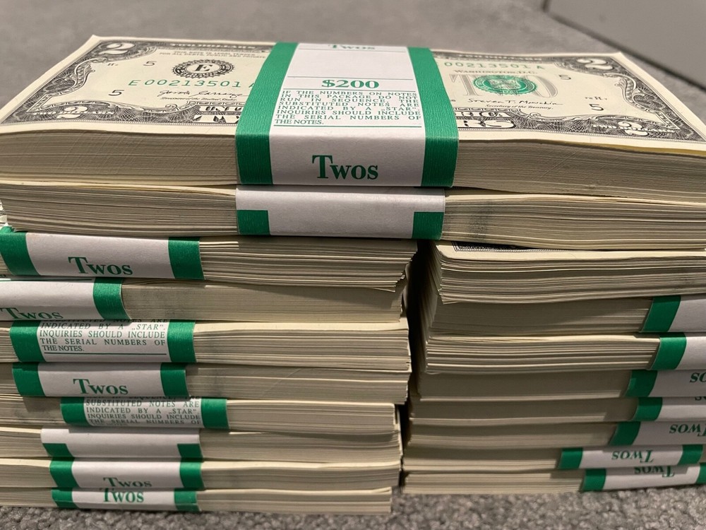 $2 Sequential Bills 5-Pack • UNC • Mint CRISP Notes - $10 Bundle