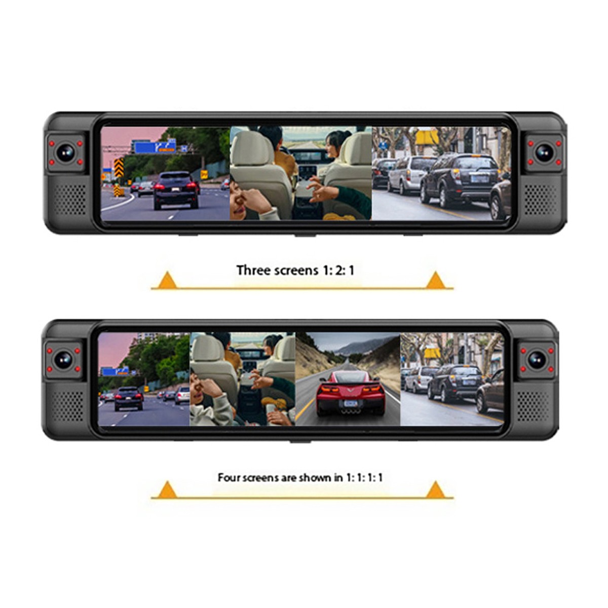 360 Degree 4K Rear View Mirror Camera 4 Channel Dash Cam Car DVR ADAS BSD WIFI