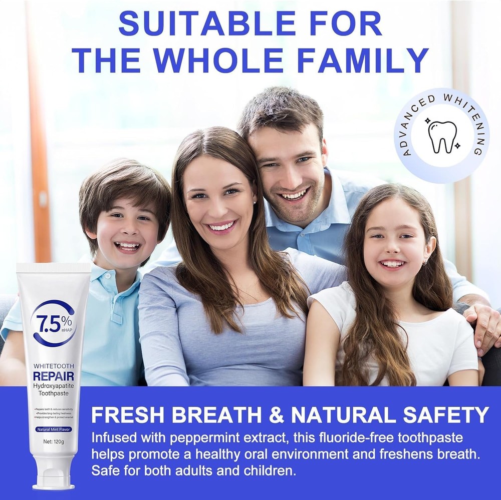 Hydroxyapatite Toothpaste 7.5% - Enamel Protection & Fresh Mint, 4.23 Oz
