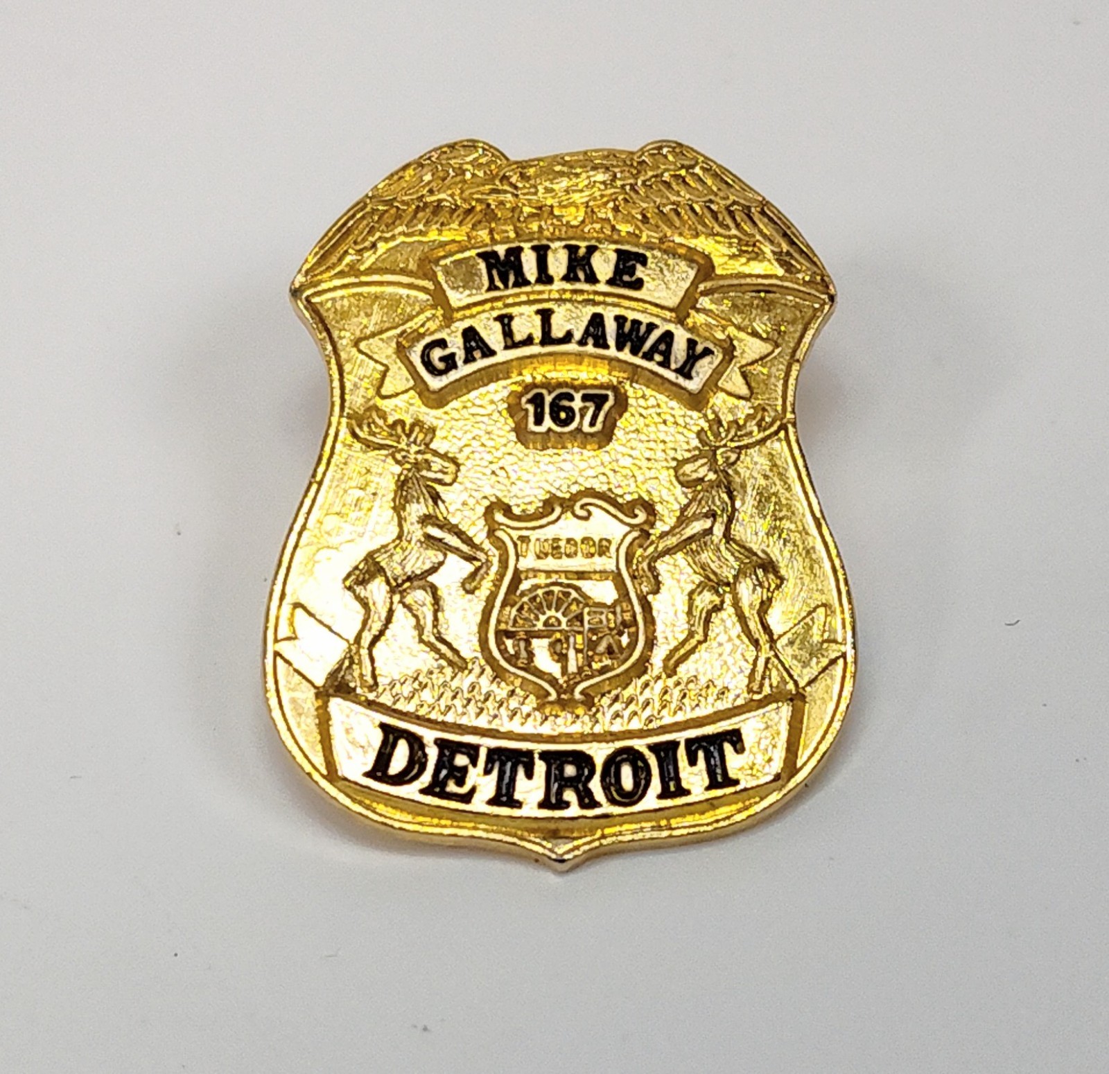 Vintage Detroit Police Dept Mini Badge Lapel Pin Pinback Hat Pin 1980s