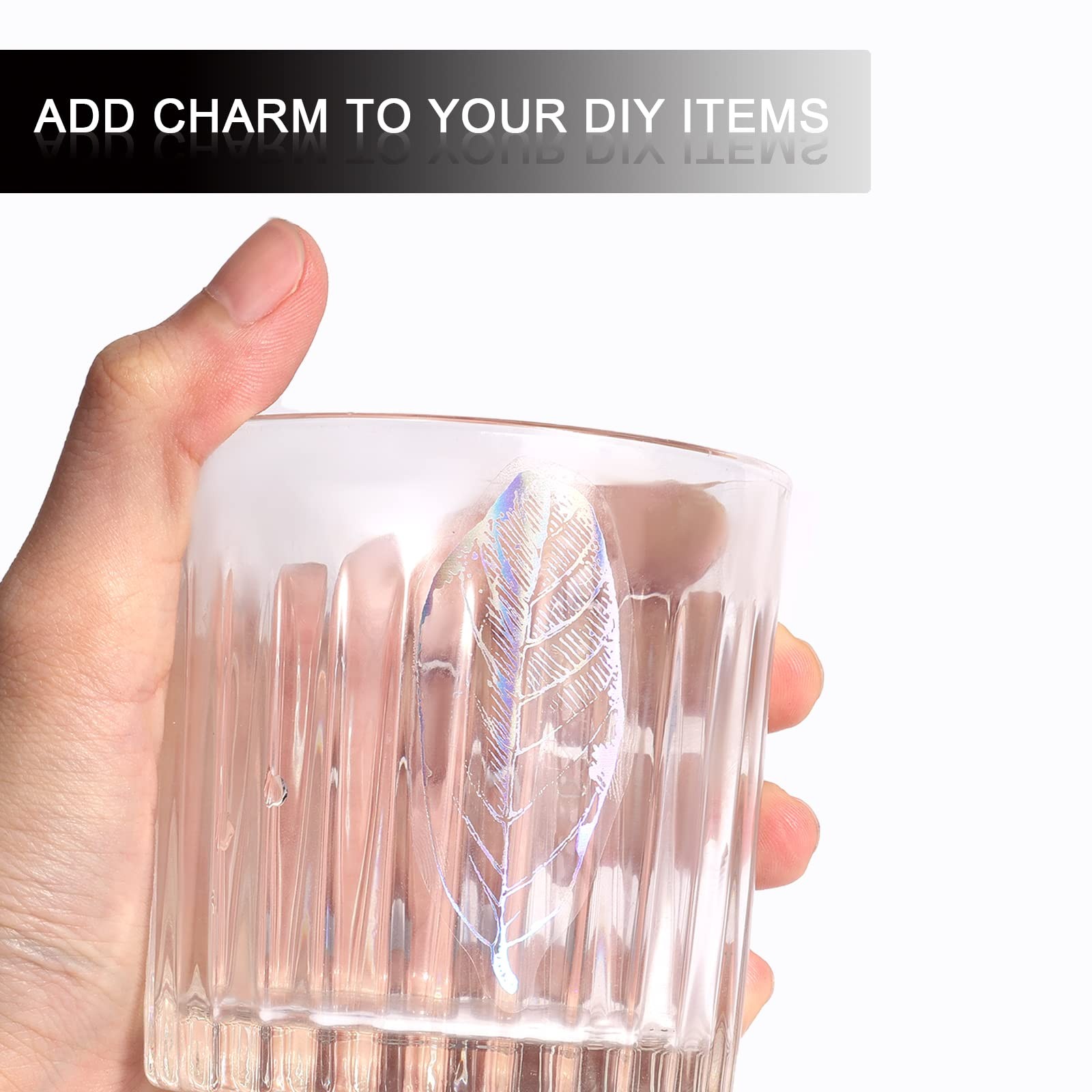 KINBOM Holographic Stickers - 45pcs PET Waterproof Glitter Resin Clear