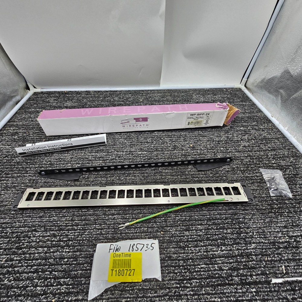 Wirepath WP-BPP-24 Rack Mount 24 Port Blank Patch Panel Black Fits Cat 5e/Cat 6