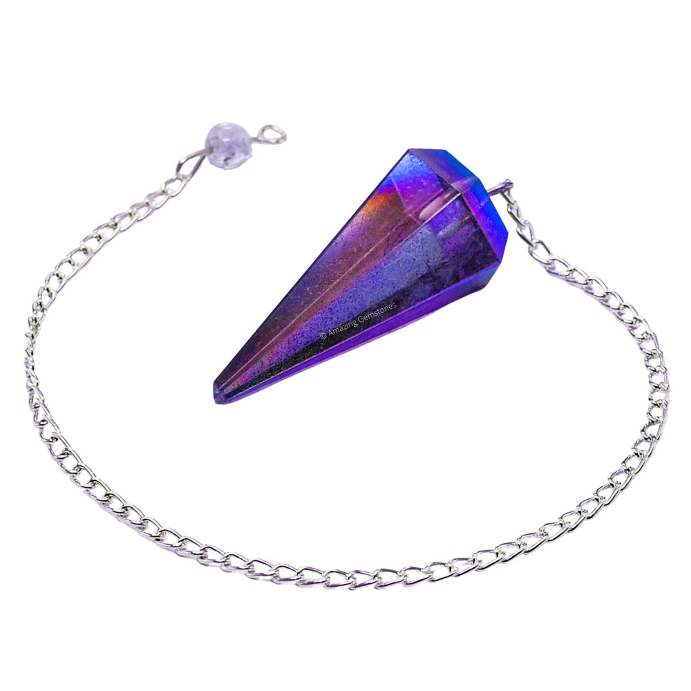 Amethyst Aura Quartz Dowsing Crystal Pendulum