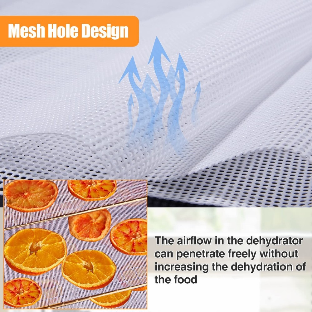 4 Silicone Dehydrator Mats & 6 Mesh Dehydrator Sheets, Reusable Non-stick Tra...