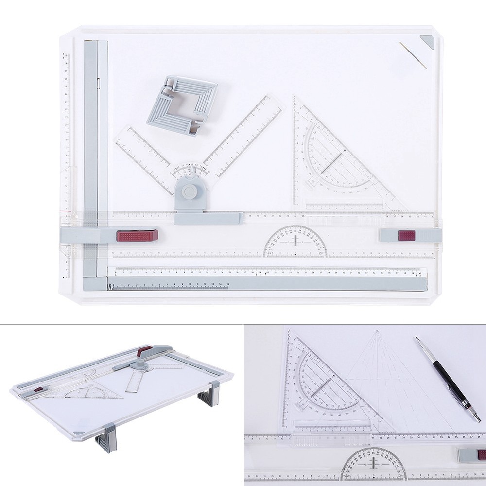 Multifunctional A3 Drawing Board Table With Adjustable Angle Rulers