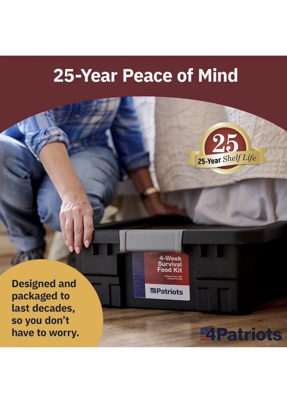 4Patriots: 4-Week Emergency Food Supply Survival Kits Plus Bonus Meal No Tote