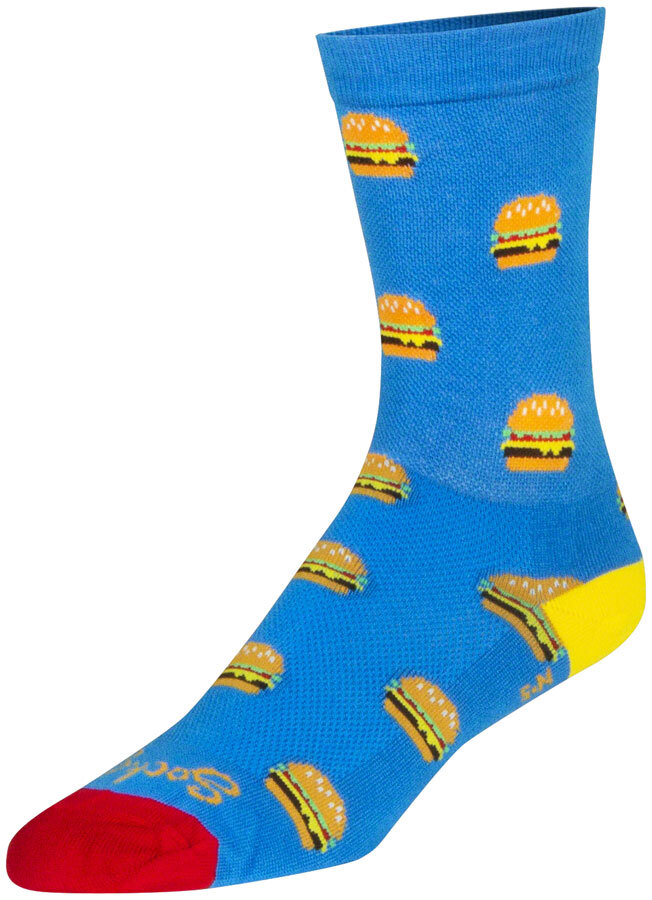 SockGuy Crew Burgers Socks - 6", Small/Medium