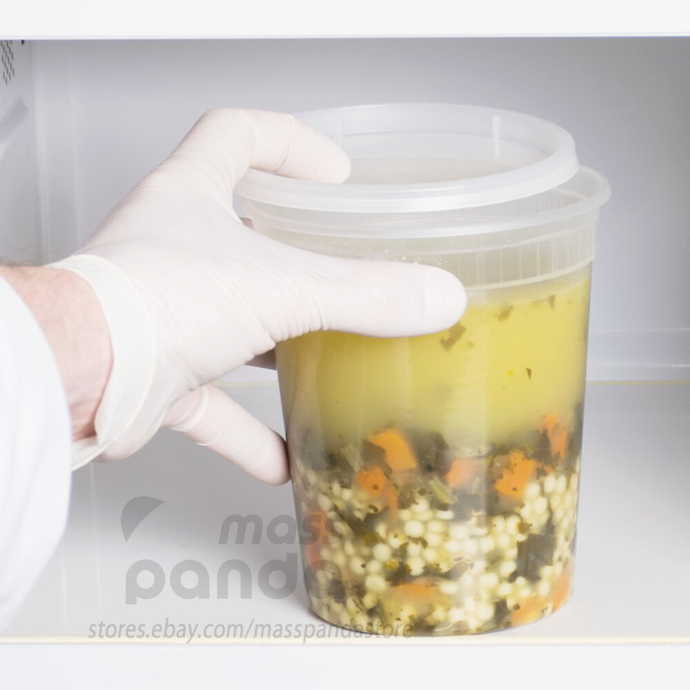 32 oz Heavy Duty Large Round Deli Food/Soup Plastic Containers w/ Lids BPA free