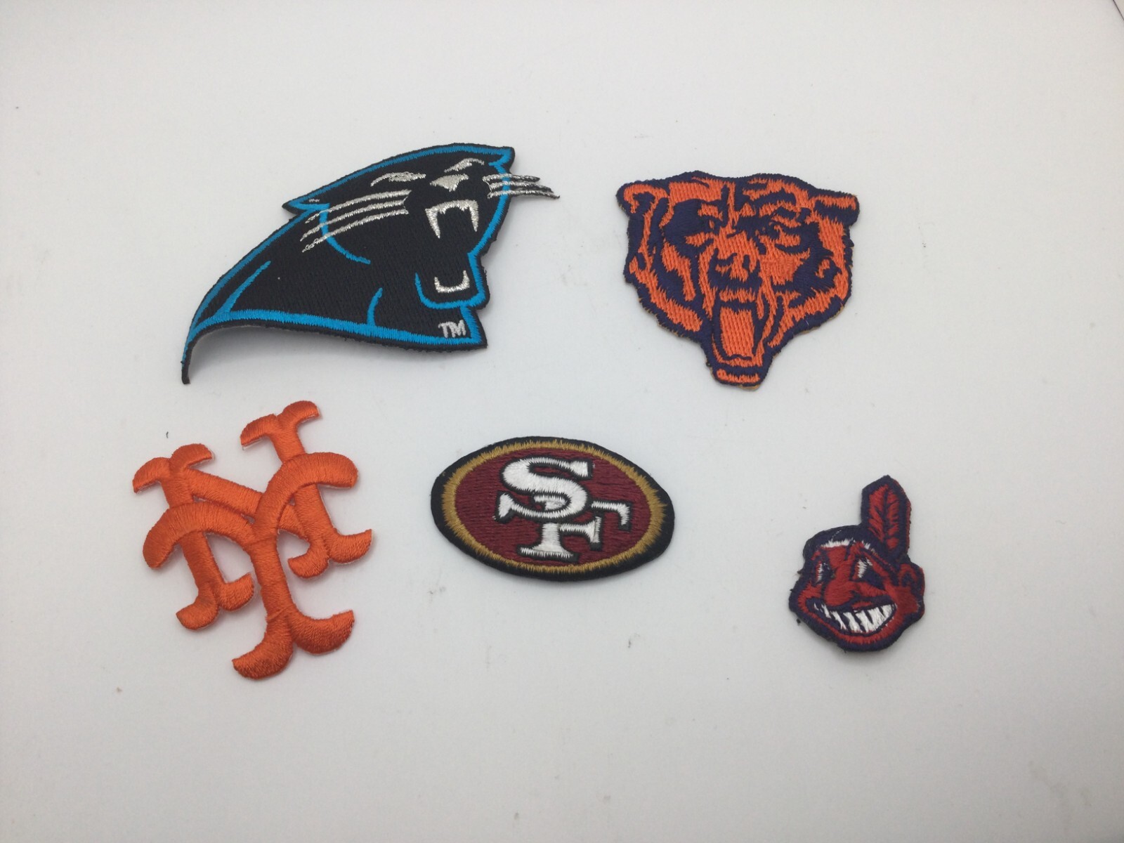 Assorted Sports Team Iron On Patches, Bears, Mets, Panthers, Indians & 49ers