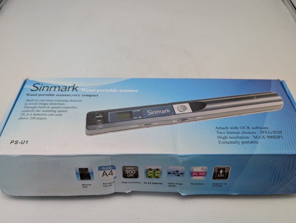 Sinmark Wand Portable Scanner Compact PS-U1 New * Open Box