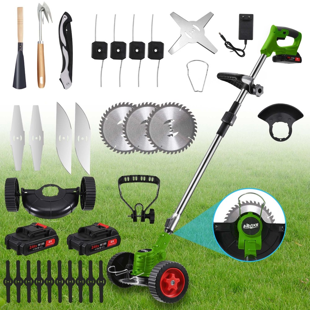 Cordless String Trimmer, Edger WeedWhacker Grass Eater Lawn Cutter w/2* Battery