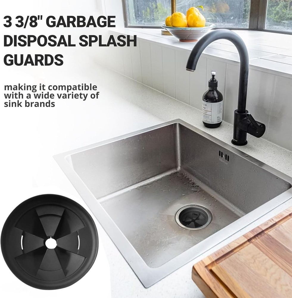 AR-PRO (2-Pack) Garbage Disposal Rubber Drain Insert Black Sink Baffle 3 3/8"