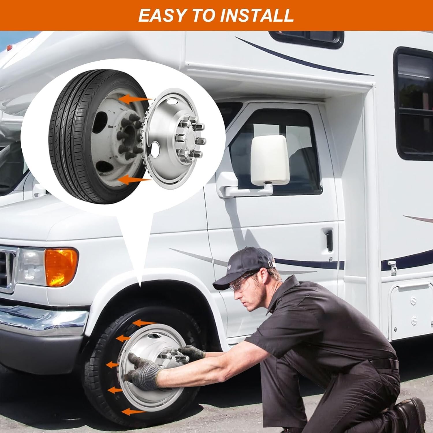 4 Ford E350/E450 Van 2008-21 Snap On 16" Dual Wheel Simulators Dually Rim Covers