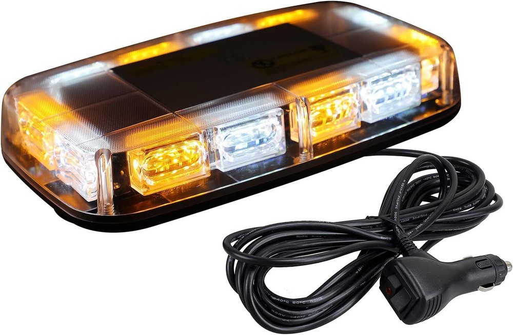48 LED Strobe Beacon Light Rooftop Emergency Warning Hazard White Amber