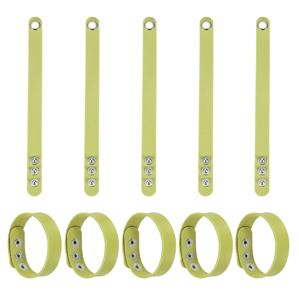 10 Pcs Plain Leather Bracelets Leather Snap Bracelets, Green