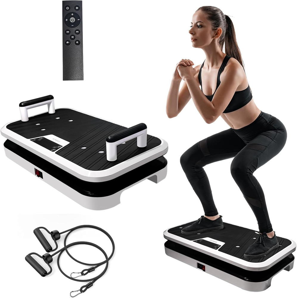 Vibration Plate Exercise Machine with Pushup Handle & Bluetooth, Full-Body Vibra