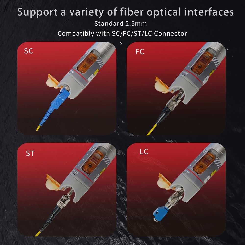 Battery-Powered Visual Fault Locator for Optical Fibers - Compact & Efficient