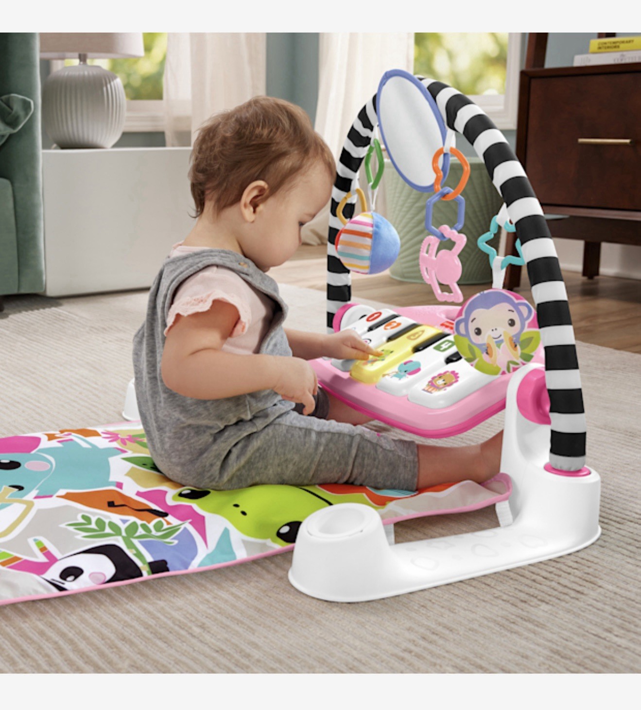 Fisher Price Glow and Grow Kick and Play Piano Gym Light Up Toys Musical Fun