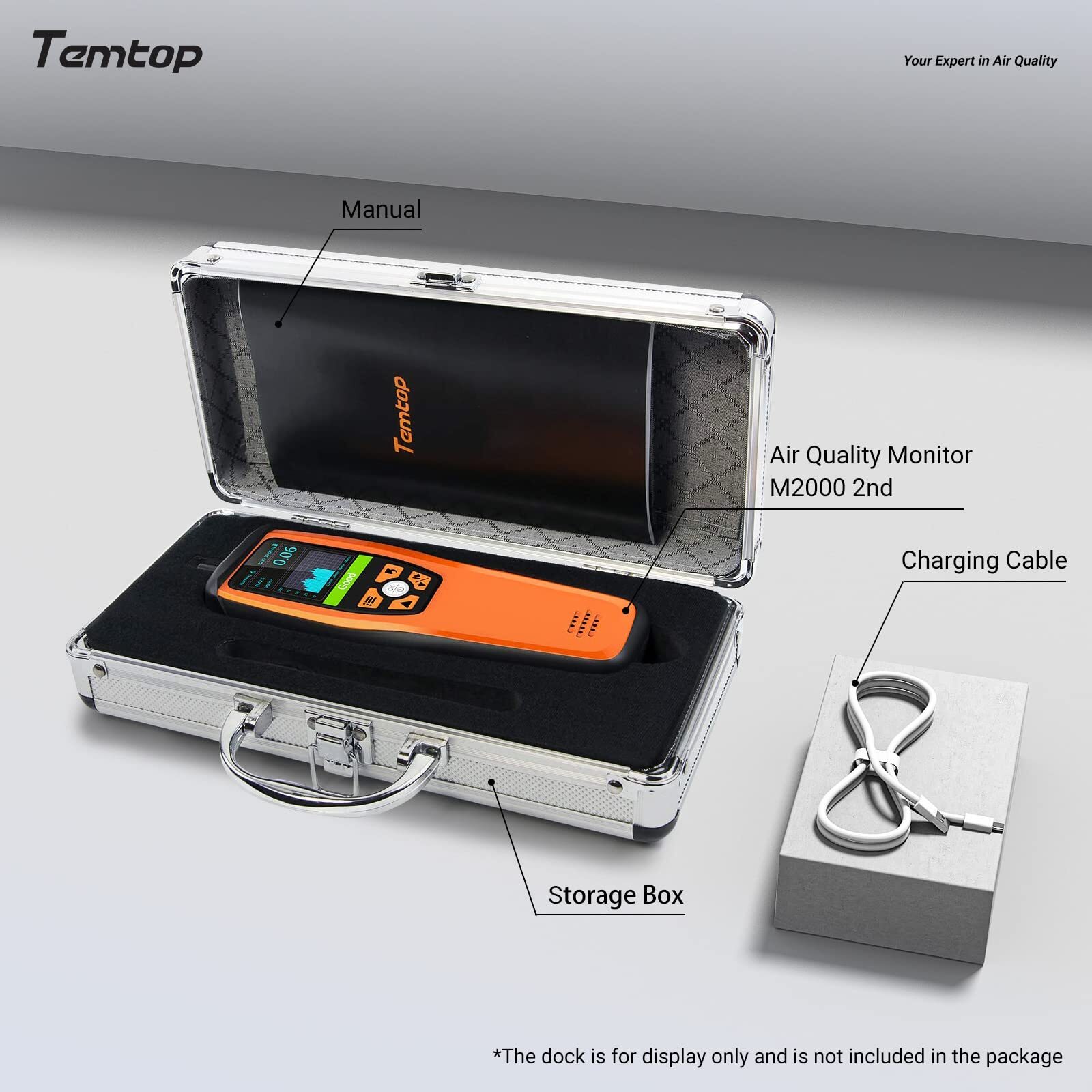 Temtop M2000 2nd Air Quality Monitor PM2.5/10 CO2 HCHO Formaldehyde Detector