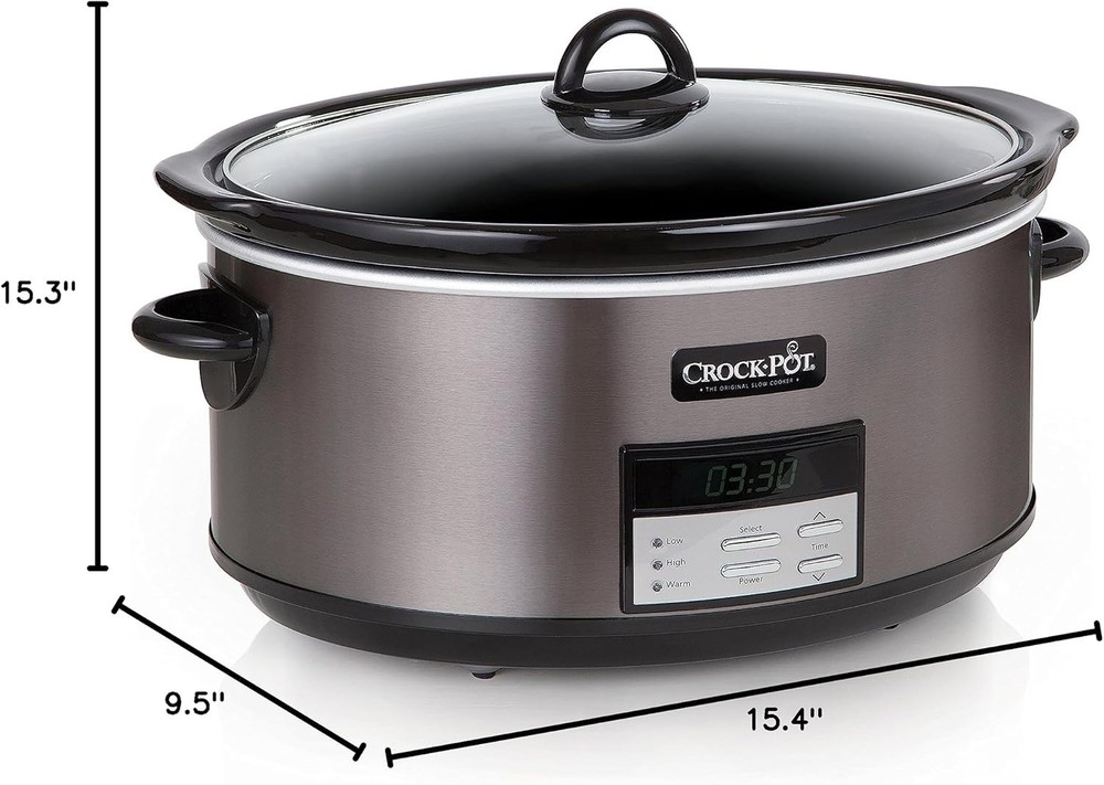 Crock-Pot Large 8-Quart Programmable Slow Cooker with Auto Warm Setting Black