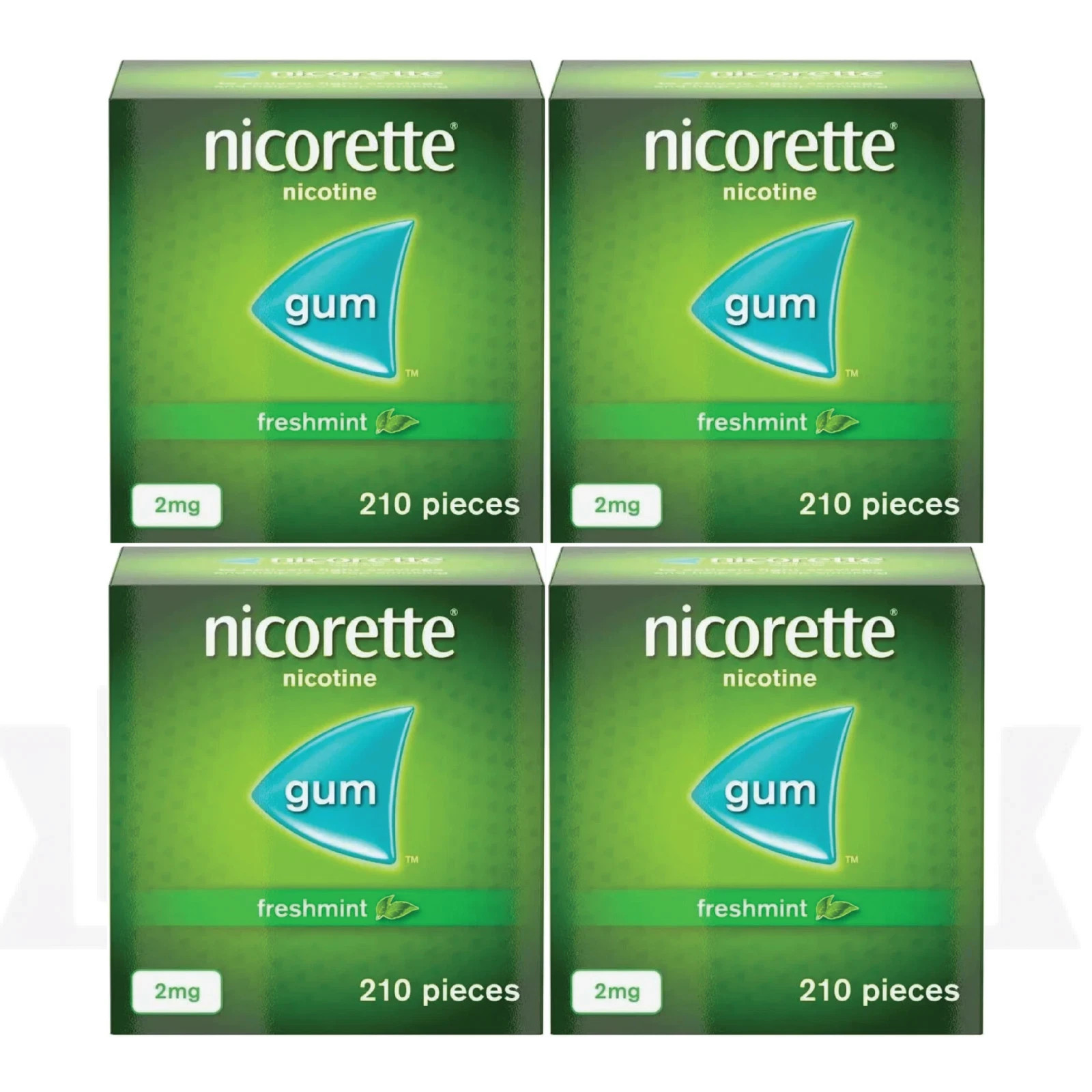 4 x Nicorette Fresh mint Gum 2Mg 210 Pieces PACK OF 4