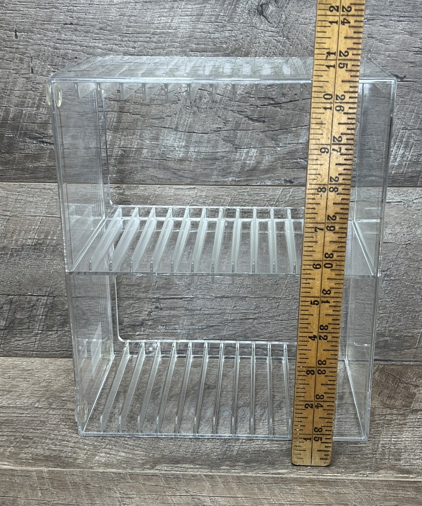 Vintage 1993 Stackable Clear Plastic CD Organizer 30 Disk Case Holder Rack Tray