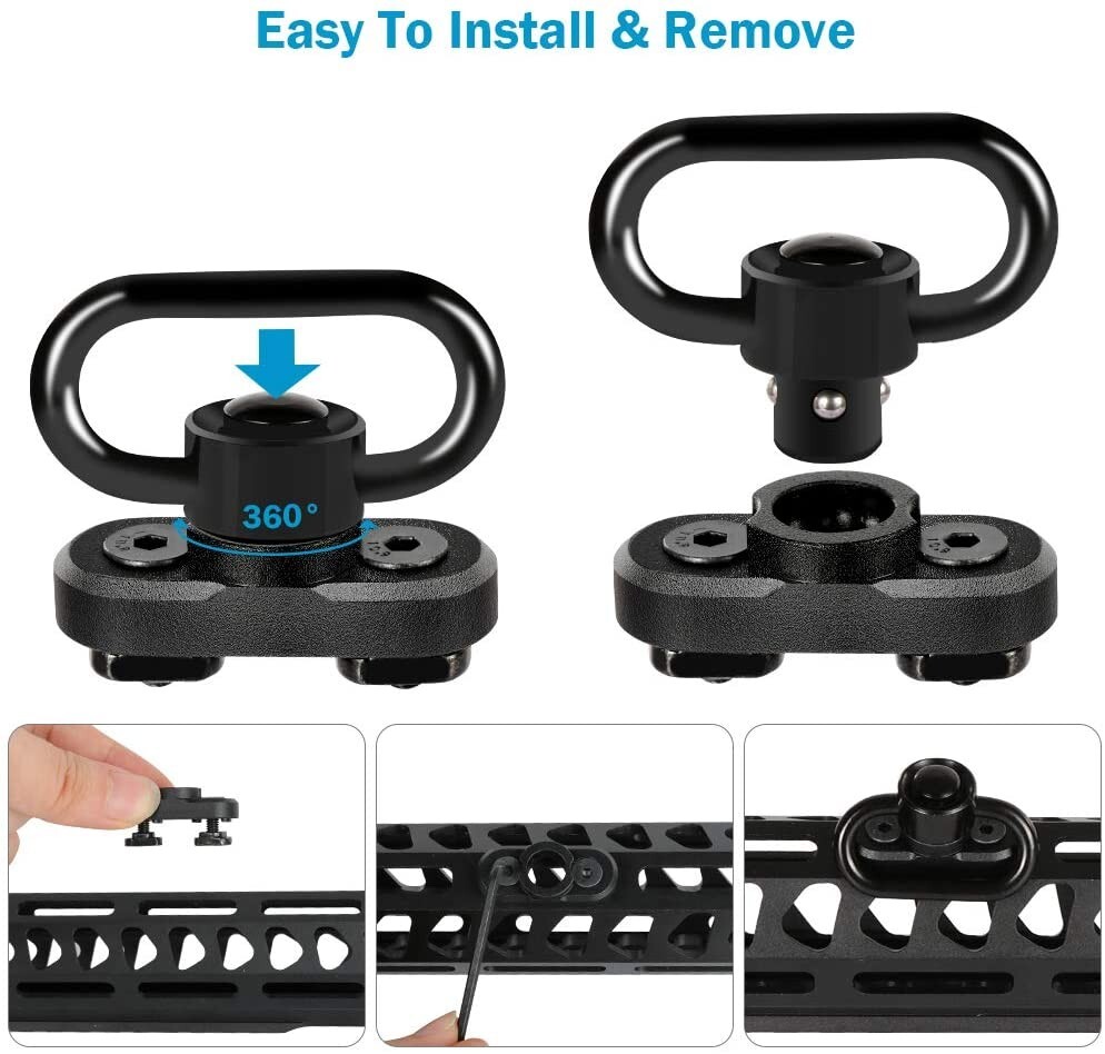 2 Pack M-LOK QD Sling Mount Sturdy Quick Detach& Rotatable Locking Design