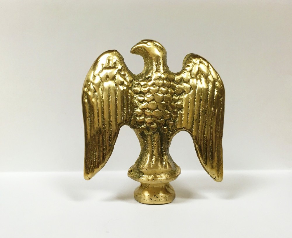 Lamp Finial-Solid Cast BRASS EAGLE, Highly Detailed W/Dual Threads, WB Finish-FS