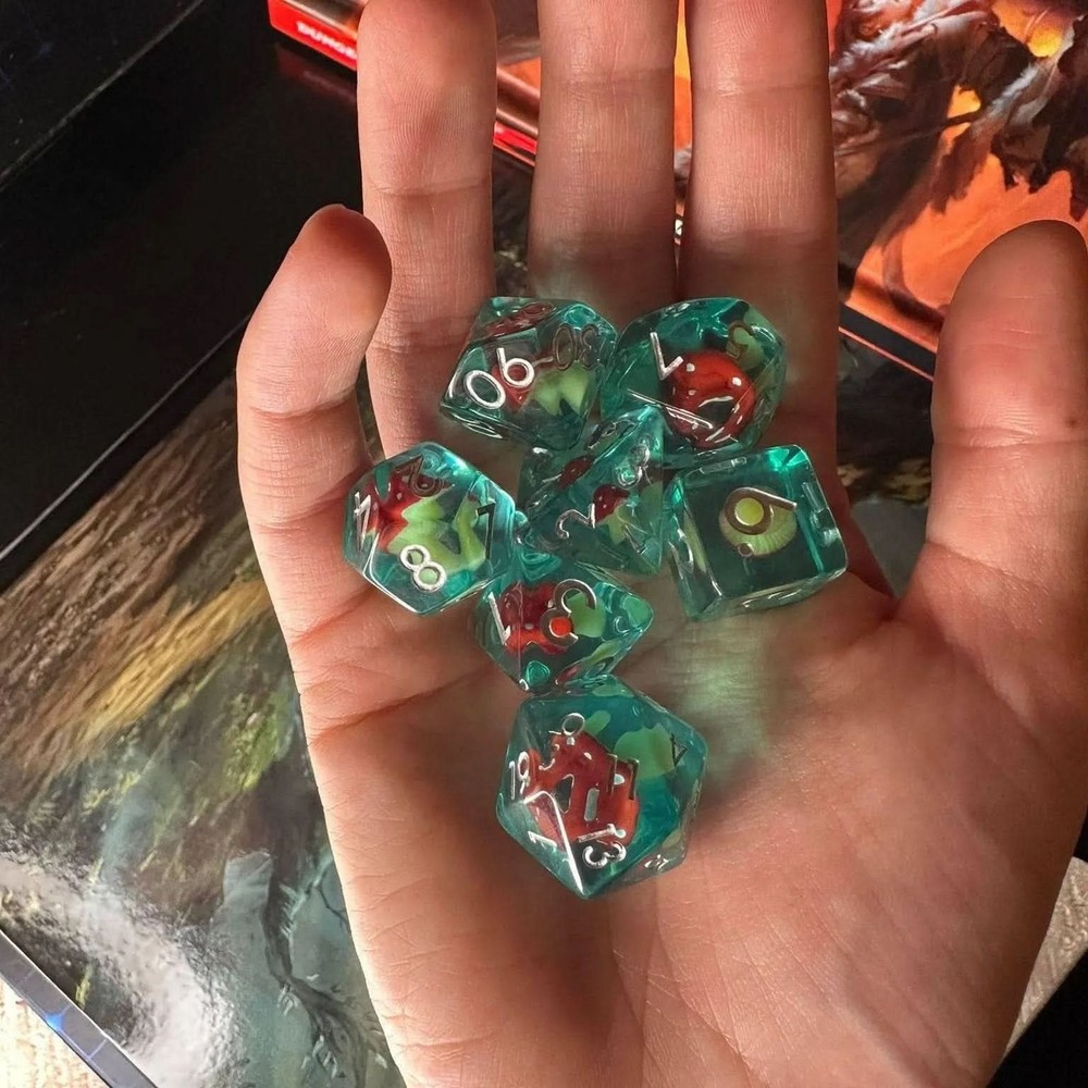 Mushroom Aqua Blue dice