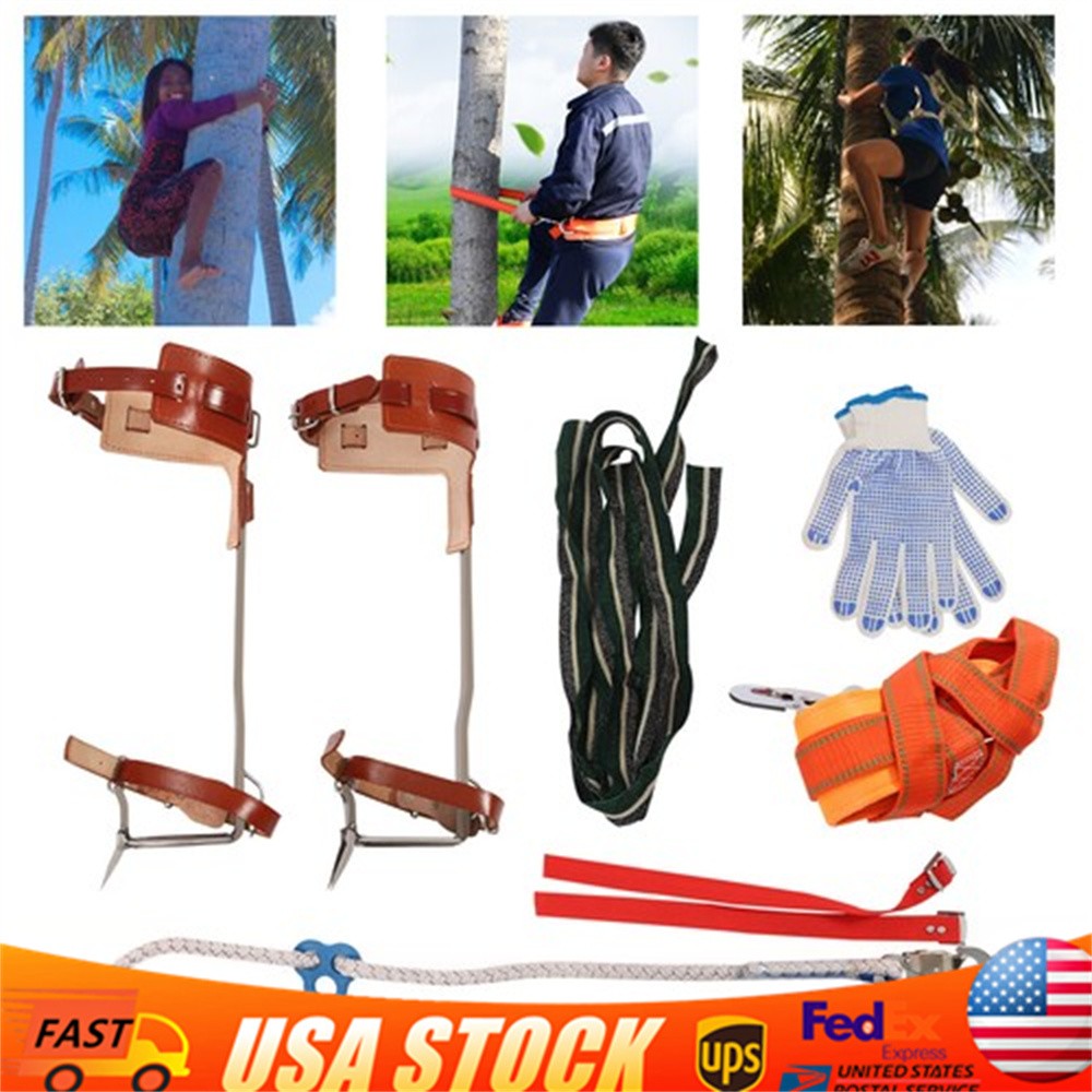 Tree Climbing Spike Set Adjustable Pole Climbing Spurs Tool Climber Strap Gaffs
