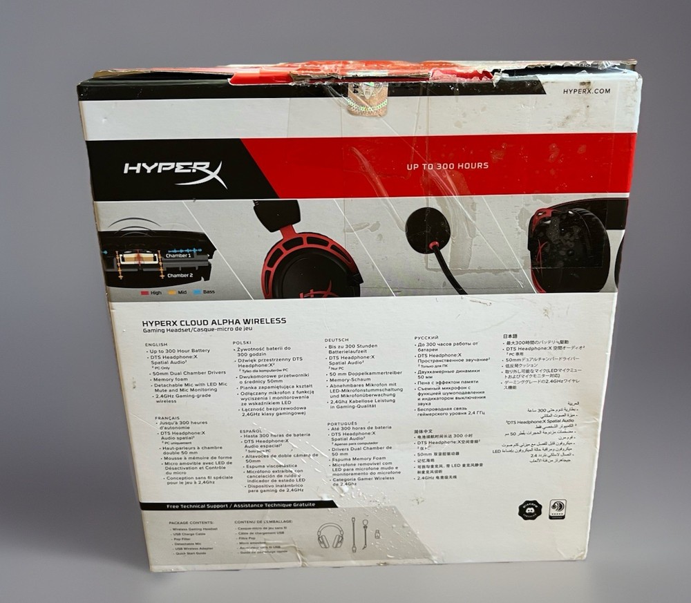 HyperX Cloud Alpha Red Over the Ear Wireless Pro Gaming Headset