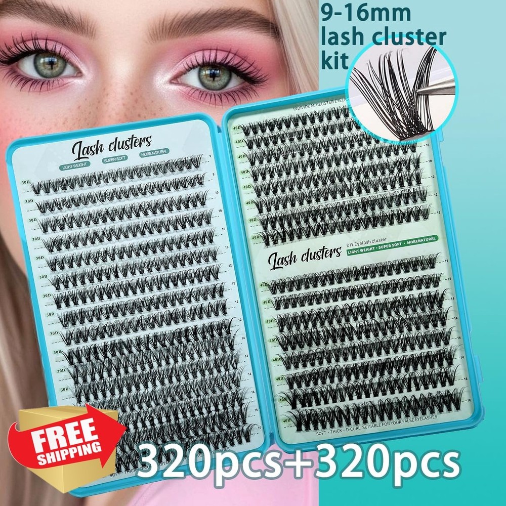 FebFeb Wispy Lash Clusters Kit 640pcs 9-16mm